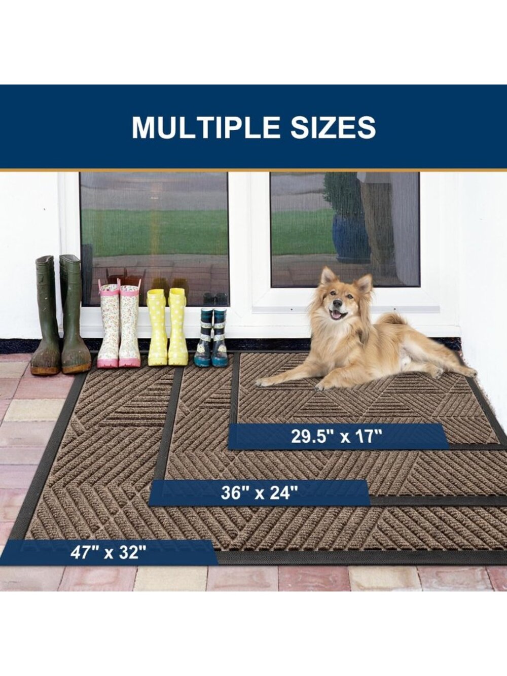 Heavy Duty Natural Rubber Doormat, Low Profile Entry Mat, Dirt Trap, Easy Clean - Picture 2 of 7